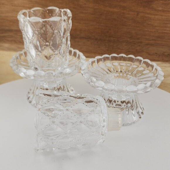 2 Partylite Quilted Votive Candle Holders set crystal  tealight romantic glass r - Picture 7 of 11